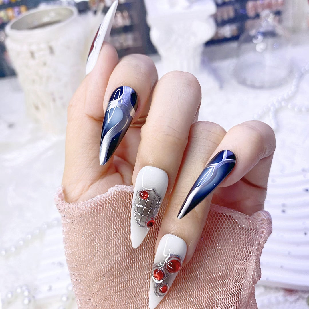 Handmade Gothic Stiletto Press-On Nails | Dark Sweet & Spicy Halloween Design