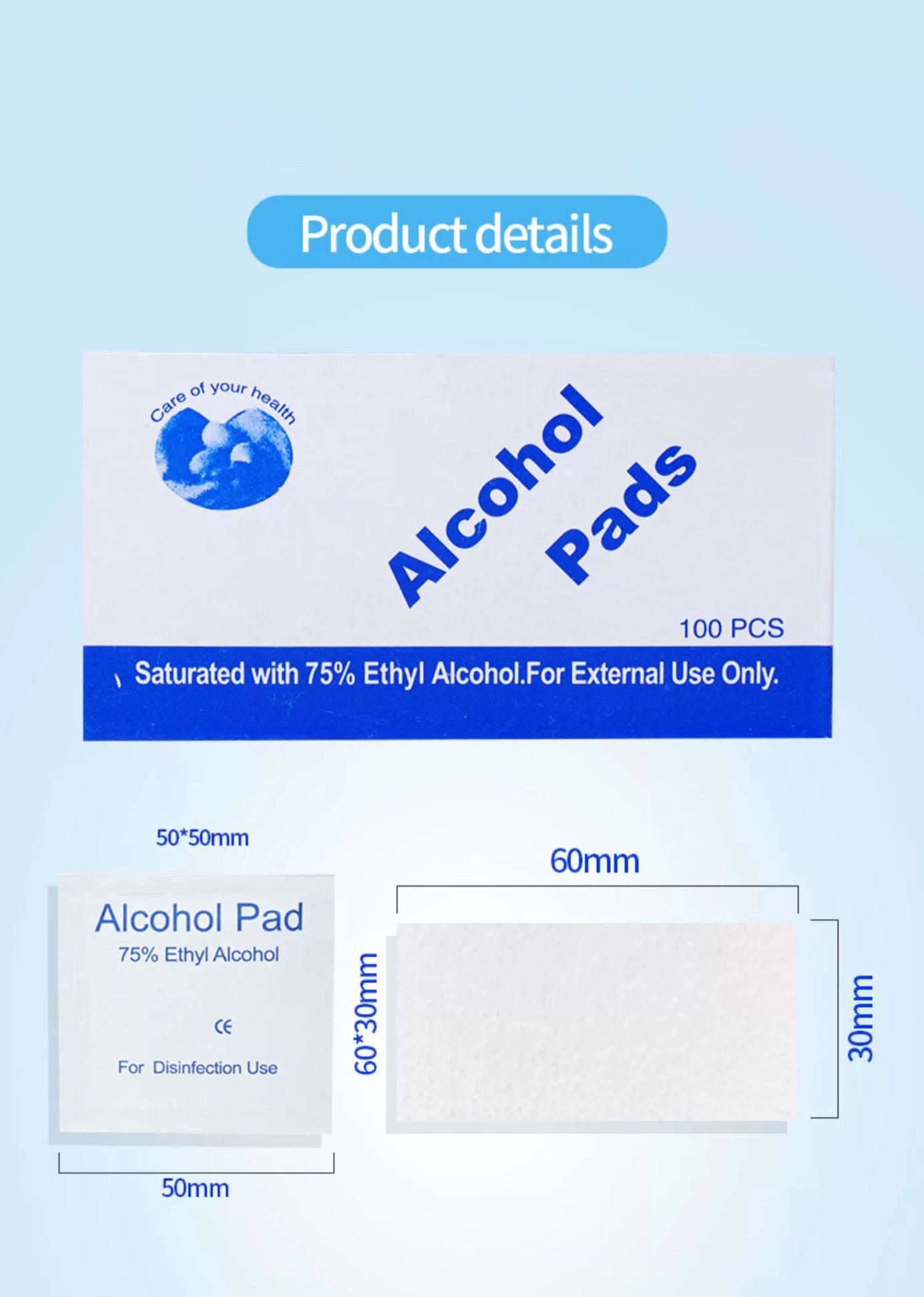 75 degree alcohol cotton pads