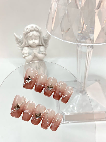 Nude French Butterfly press on nails