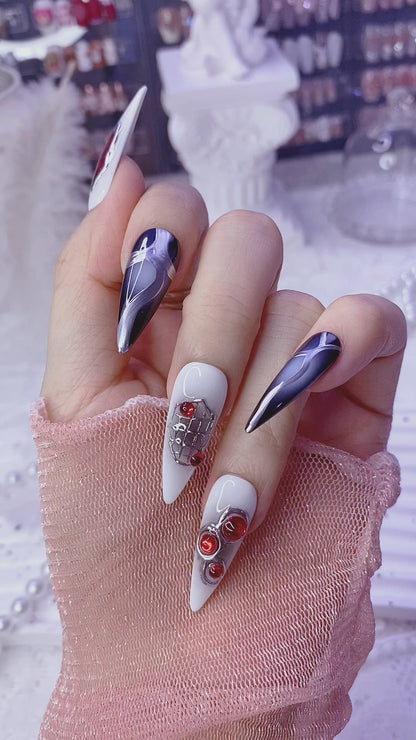 Handmade Gothic Stiletto Press-On Nails | Dark Sweet & Spicy Halloween Design